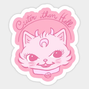 Pink Kitsch Demon Cat Sticker